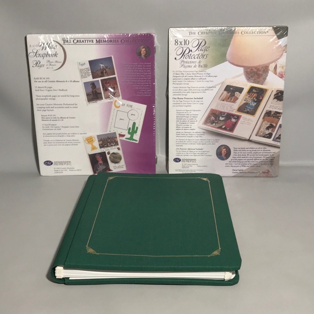 Creative Memories Bundle 8 X 10 Green Album, New Refill Pages & Page Protectors